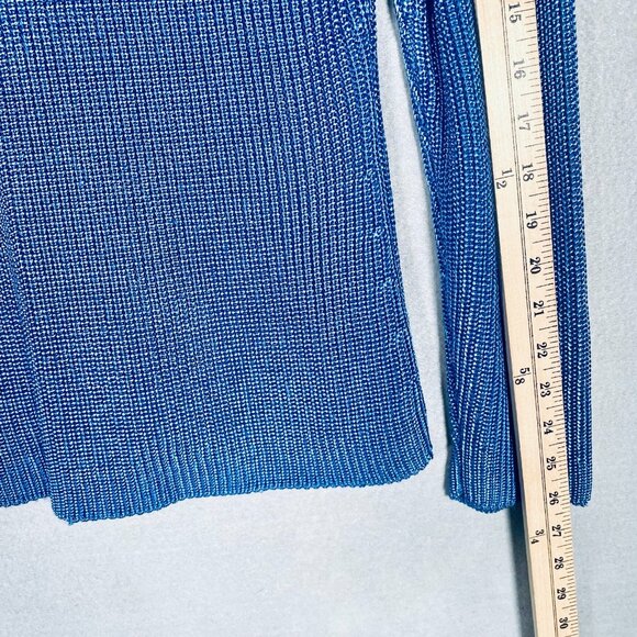 Salvatore Ferragamo Silk Sweater Womens XL Blue Crochet Knit Pullover Tunic NWT - Picture 11 of 12